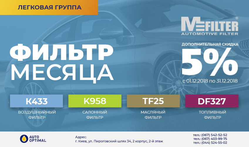 Mfilter promotion December 2018 for passenger cars